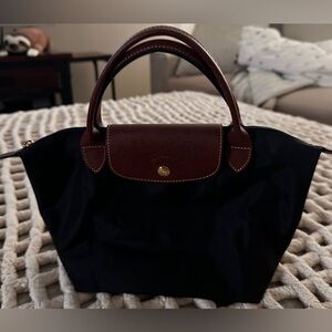 Longchamp Black and Brown Mini Handbag